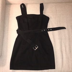 Black mini dress with belt